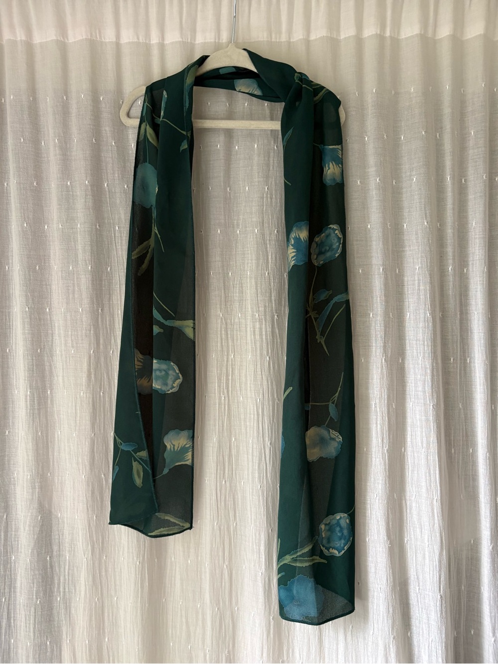 Green floral print scarf